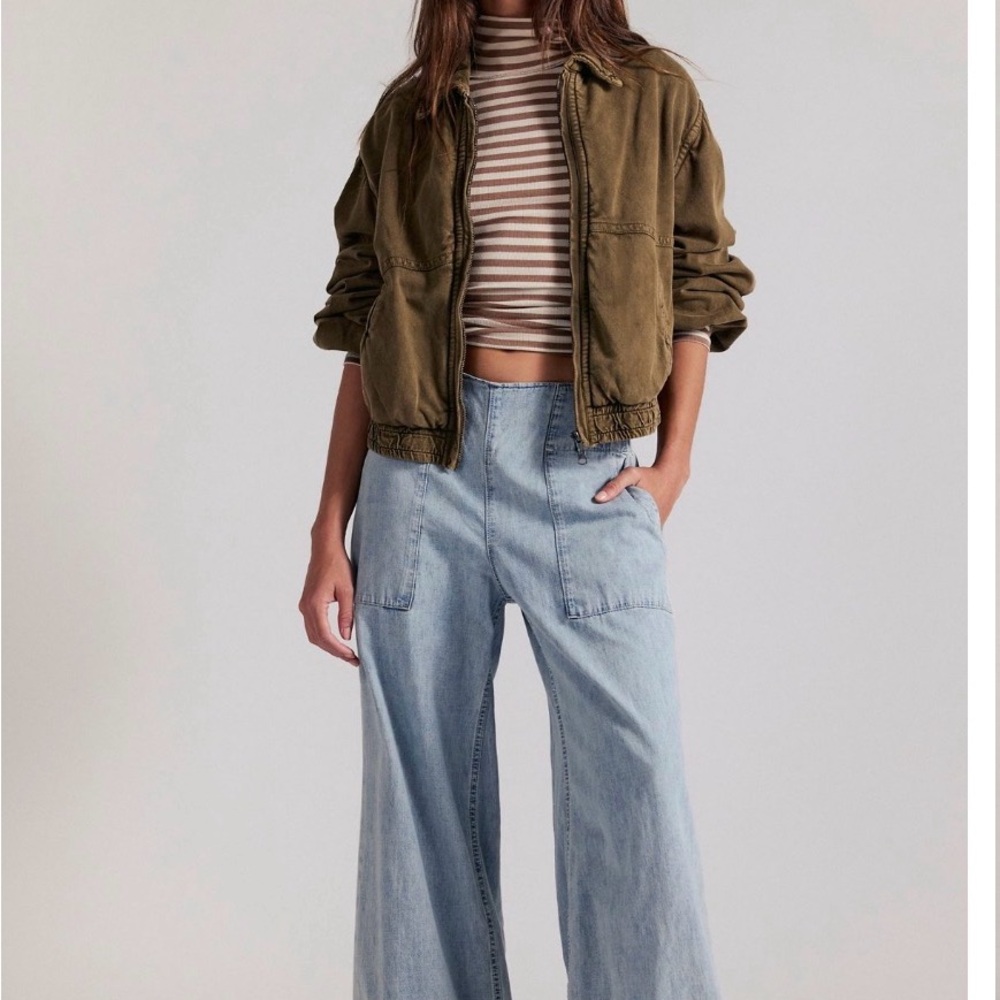 We The Free Breezy Denim Wide Legged Pull On Jeans